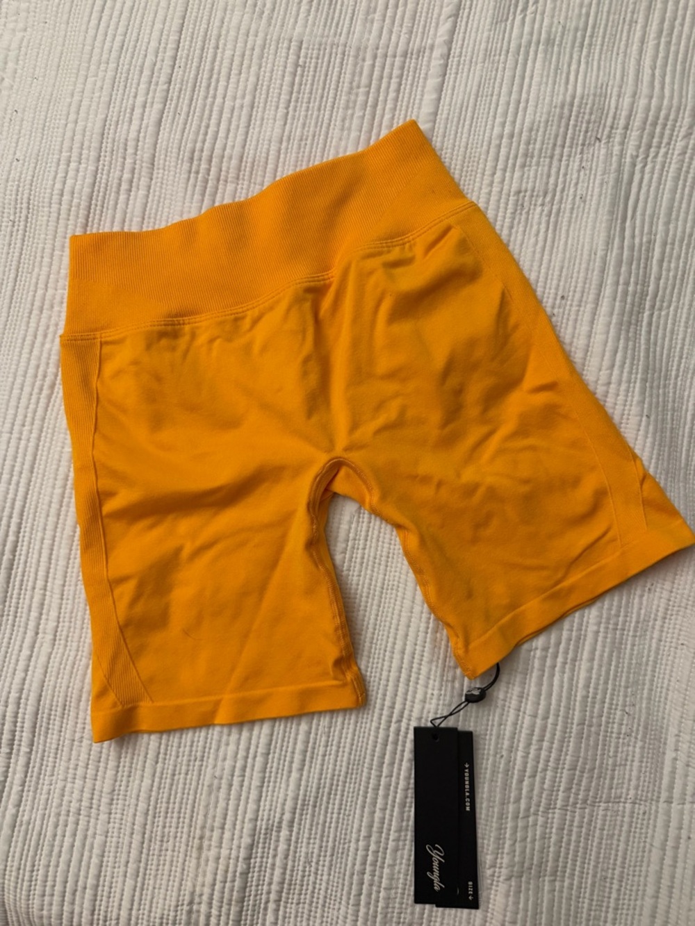 YoungLA Women's High-Waist Athletic Bike Shorts - Orange